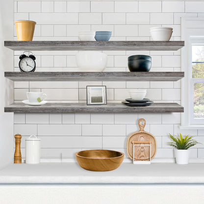 Sorbus Floating Shelves for Wall - 48 Inch Long Bathroom Shelves, Wall Decor for Bedroom, Kitchen, Living Room & Book Storage - Mounted Floating Shelf with Invisible Brackets (Maple Wood, 2 Pack)