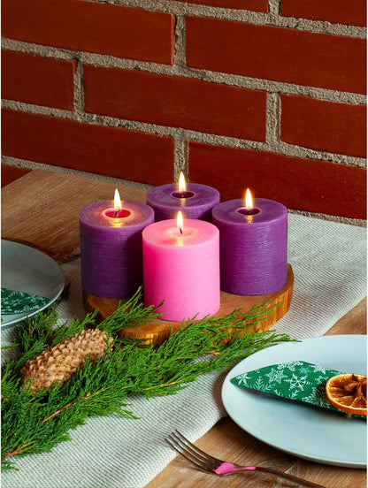 CANDWAX 3x4 inch Pillar Candles Set of 3 – Unscented Dripless Rustic Dark Blue Candles for Room Decor, Weddings, Centerpieces