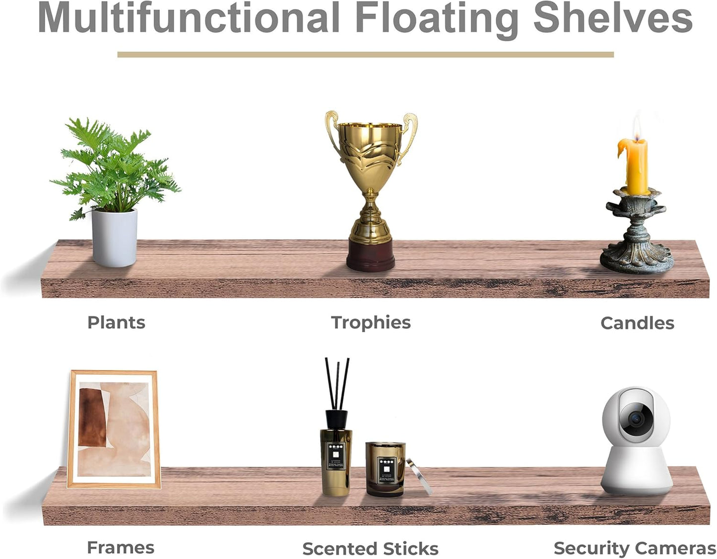 Sorbus Floating Shelves for Wall - 48 Inch Long Bathroom Shelves, Wall Decor for Bedroom, Kitchen, Living Room & Book Storage - Mounted Floating Shelf with Invisible Brackets (Maple Wood, 2 Pack)