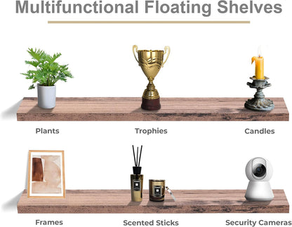 Sorbus Floating Shelves for Wall - 48 Inch Long Bathroom Shelves, Wall Decor for Bedroom, Kitchen, Living Room & Book Storage - Mounted Floating Shelf with Invisible Brackets (Maple Wood, 2 Pack)