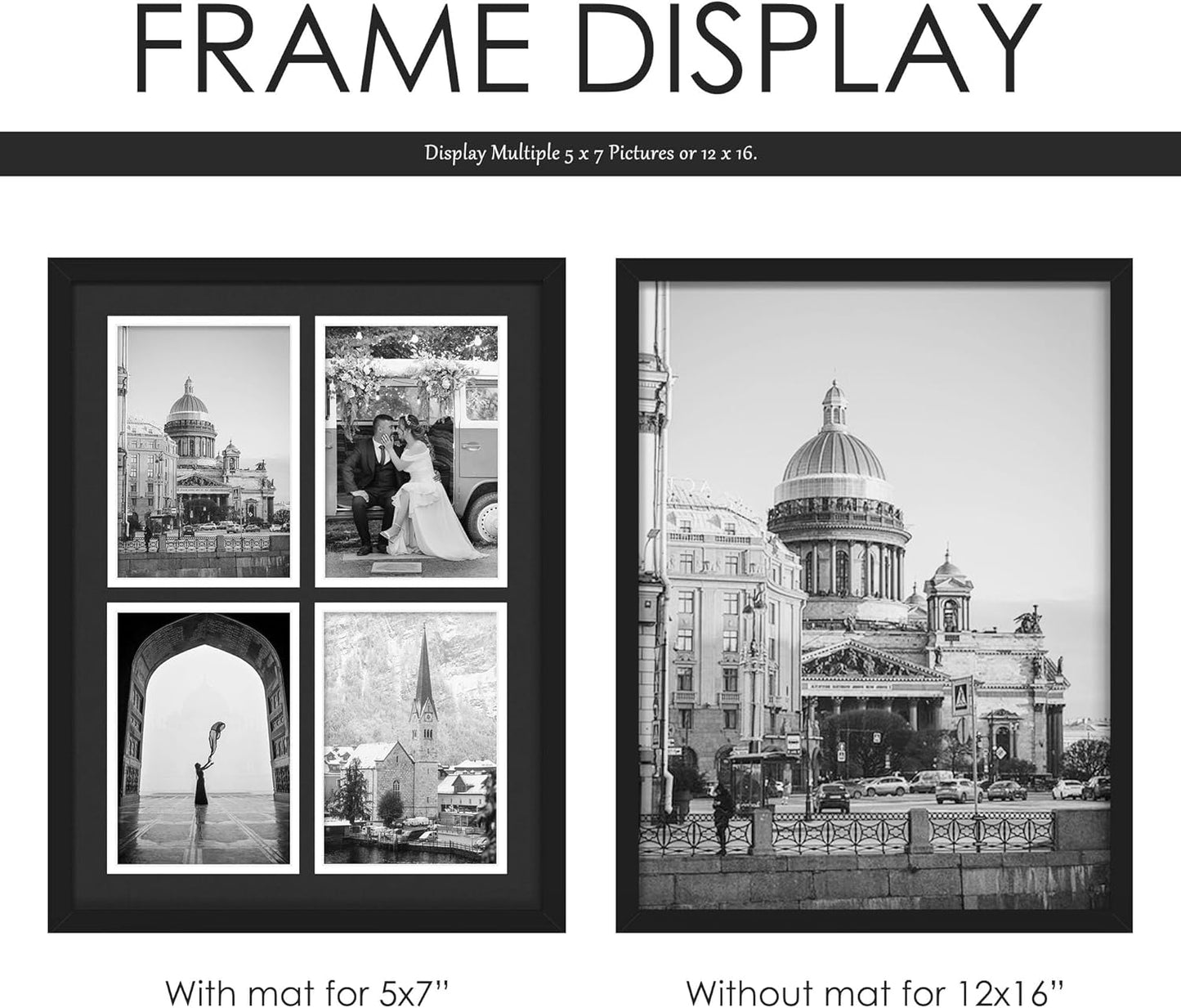 DUENPY 14x26 Collage Picture Frame 4x6 Collage Picture Frame Displays Twelve 4x6 inch Photos Available Horizontal Wall Mounting Display and Vertical Black - Colors A