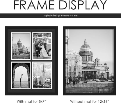 DUENPY 14x26 Collage Picture Frame 4x6 Collage Picture Frame Displays Twelve 4x6 inch Photos Available Horizontal Wall Mounting Display and Vertical Black - Colors A