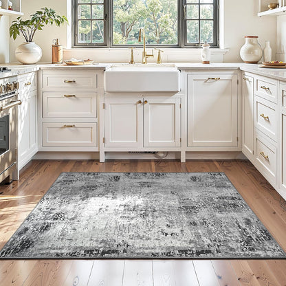 Ompaa 2x6 Rug Runners for Hallways Kitchen Runner Rug Non Slip Washable Grey Long Runner Rugs with Rubber Backing Soft Abstract Carpet Runner for Hallways, Kitchen, Bedroom, Bathroom, Entryway - Colors B