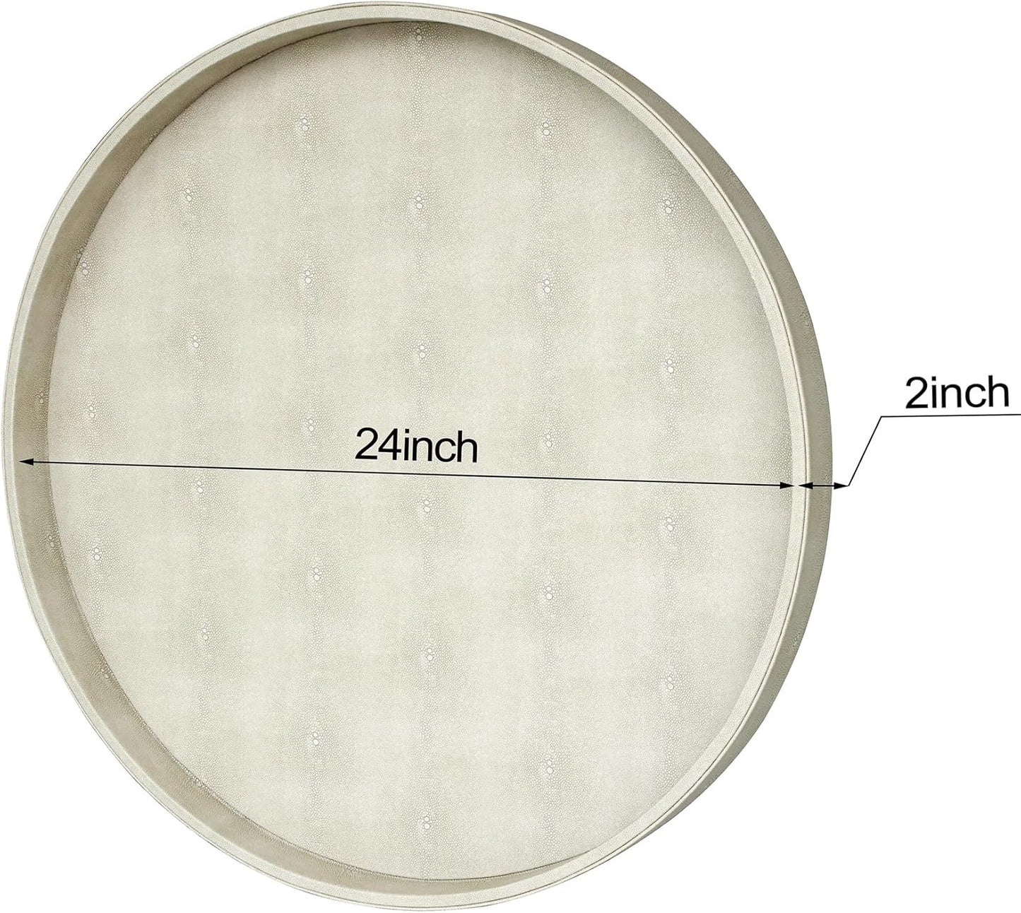HofferRuffer Round Serving Tray 20'', Elegant Faux Leather Circle Ottoman Table Tray, Serve Tea Coffee Breakfast in Bedroom Living Room Kitchen (Brown)