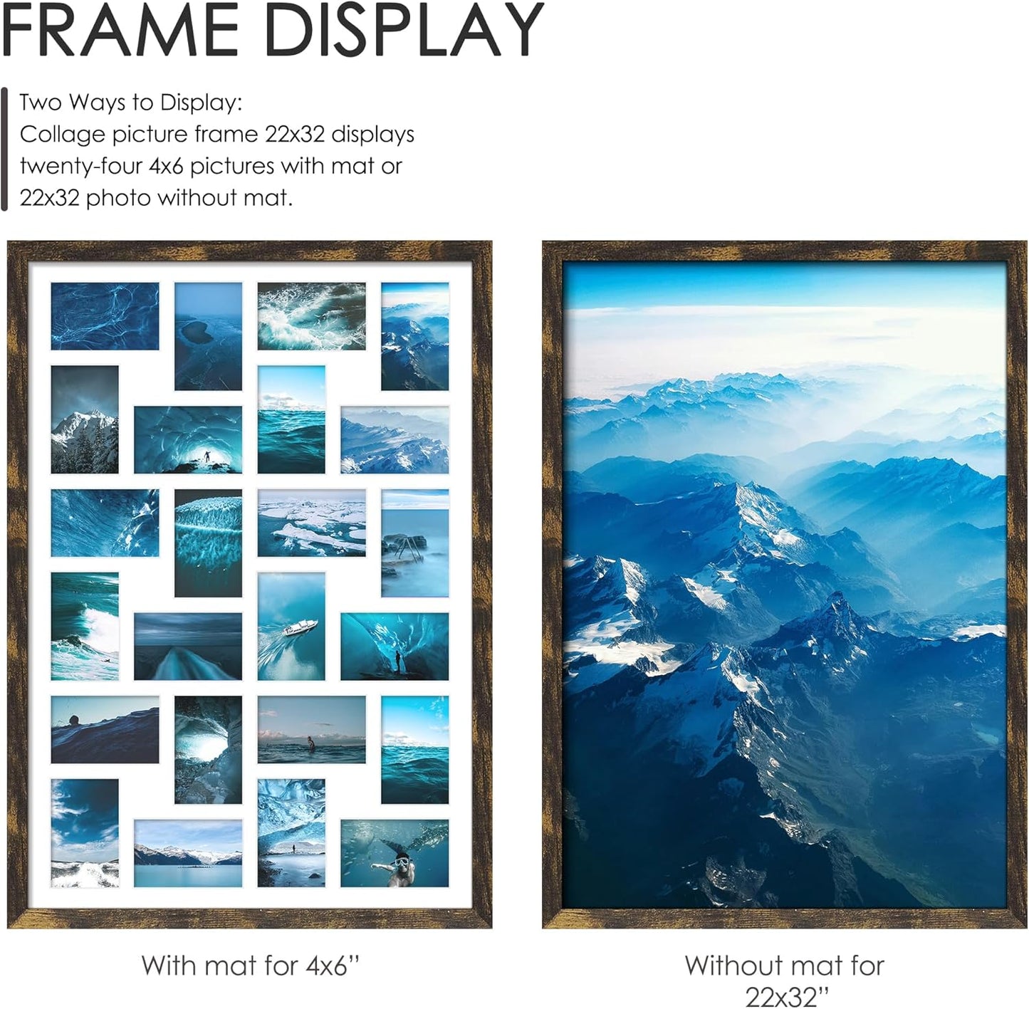 DUENPY 14x26 Collage Picture Frame 4x6 Collage Picture Frame Displays Twelve 4x6 inch Photos Available Horizontal Wall Mounting Display and Vertical Black - Colors B