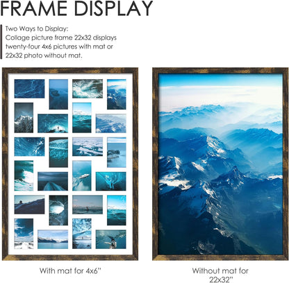 DUENPY 14x26 Collage Picture Frame 4x6 Collage Picture Frame Displays Twelve 4x6 inch Photos Available Horizontal Wall Mounting Display and Vertical Black - Colors B