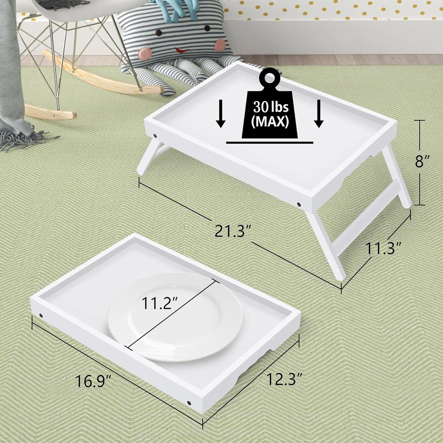 Artmeer Bed Tray Table with Folding Legs,Bamboo Breakfast in Bed for TV Table, Laptop Computer Tray,Eating,Snack Tray(Bamboo)