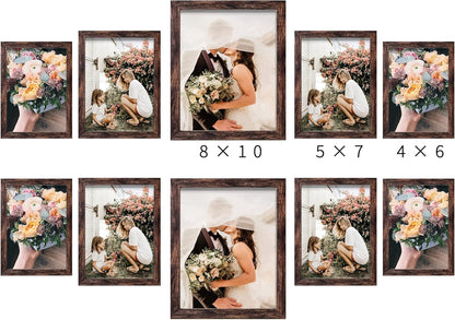 LUCKYLIFE Picture Frames Collage Wall Decor 10-Pack, Gallery Wall Frame Set with 8x10 5x7 4x6 Frames in 3 Different Finishes