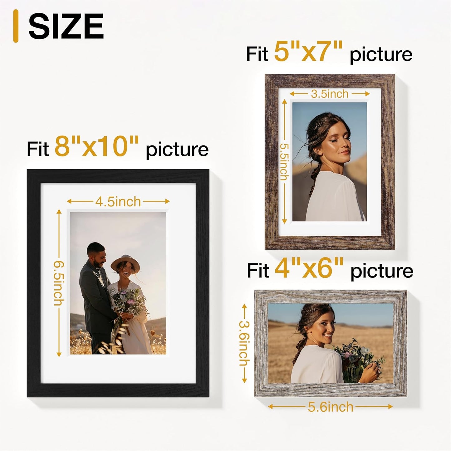 Vittanly 15 Pack Picture Frames Collage Wall Decor for Mounting or Tabletop Display, Gallery Frame Set for Family, Multi Sizes Including 3pcs 8x10, 6pcs 5x7, 6pcs 4x6, Black