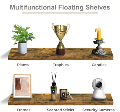 Sorbus Floating Shelves for Wall - 48 Inch Long Bathroom Shelves, Wall Decor for Bedroom, Kitchen, Living Room & Book Storage - Mounted Floating Shelf with Invisible Brackets (Maple Wood, 2 Pack)