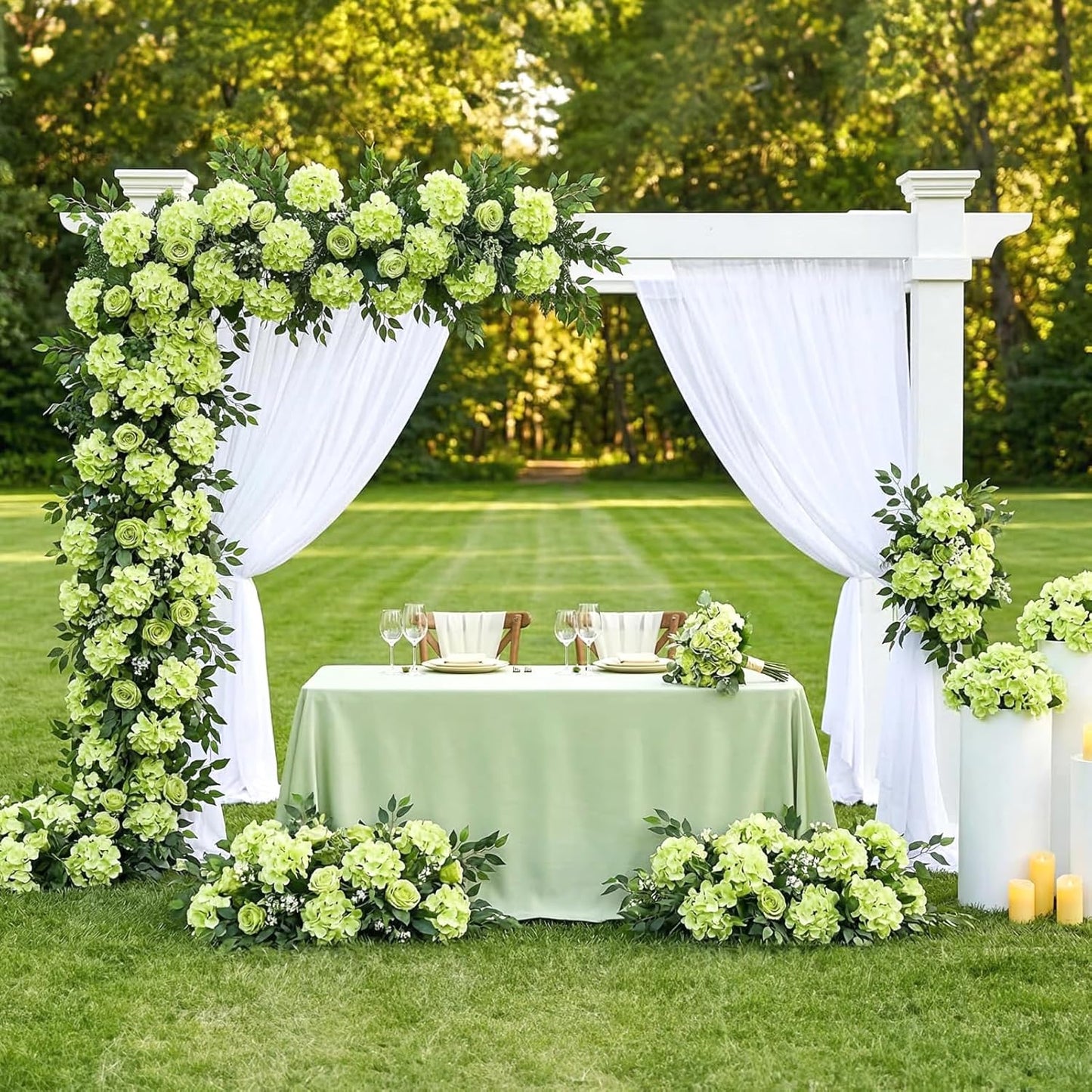 Auihiay 64 PCS Artificial Hydrangea Flowers, Silk Hydrangea Full Flowers Heads with Stems for Wedding Centerpieces, Home, Garden, Baby Shower, Party Decoration (Ivory)