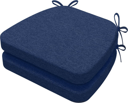 AAAAAcessories D-Shaped Chair Cushions, 2" Thick Dining Chair Pads with Ties and Removable, Machine-Washable Cover, 17" x 16", Set of 4, Oatmeal Beige - Colors B