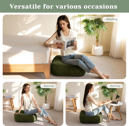 HIGOGOGO Floor Pillow Cushion for Adults, Meditation Cushion Pillow, Blended Corduroy Cover, Large Square Floor Sitting for Tatami Living Room or Yoga, 22x22 Inch, Beige