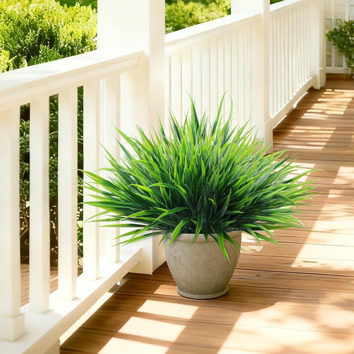 Ivydale 12Pcs Fake Plants Outdoor Artificial Plastic Grass Spring Decoration UV Resistant Faux Greenery Stems Bushes Outside Fake Plants for Planters Patio Porch Window Box Pathway Garden Home Decor