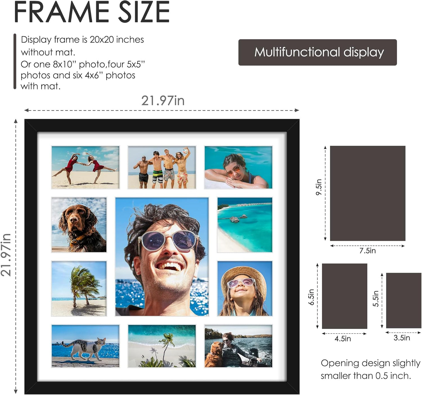 DUENPY 14x26 Collage Picture Frame 4x6 Collage Picture Frame Displays Twelve 4x6 inch Photos Available Horizontal Wall Mounting Display and Vertical Black - Colors A