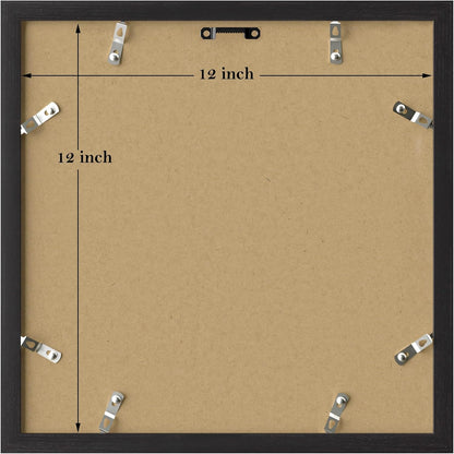 eletecpro 12x12 Picture Frames Set of 9 with Clear Acrylic Cover, Display 8x8 Photos with Mat or 12x12 Without, Classic and Sturdy Square Collage Gallery Wall Decor, Easy Wall Mount, Black