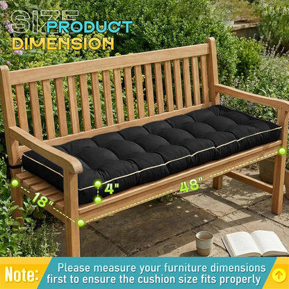 Outdoor Bench Cushion, Tufted Patio Seat Pad for Garden Bench, Porch Swing, Indoor/Outoor Furniture (Blue, 48X18X4 inch)