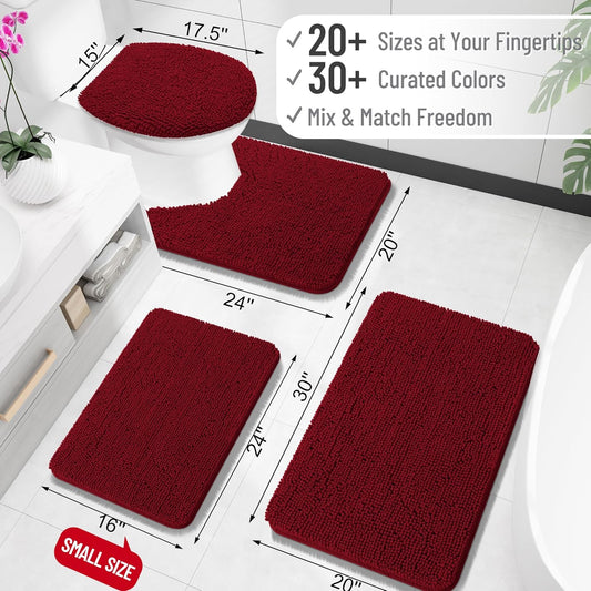 OLANLY Bathroom Rugs 30x20, Extra Soft Absorbent Chenille Bath Rugs, Rubber Backing Quick Dry, Machine Washable Bath Mats for Bathroom Floor, Tub and Shower, Home Decor Accessories, Grey - Colors F