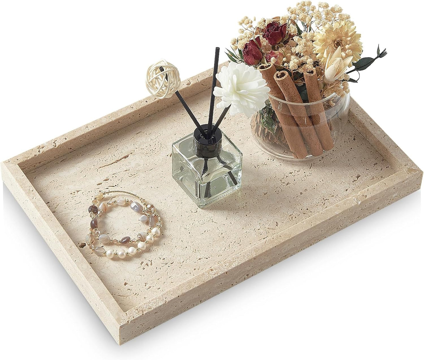 Marble Bathroom Tray,Pure Natural Vanity Tray,Marble Tray for Kitchen Counter Non-Ceramic/Non-Resin,Stone Trays 12 x 8 inch Cyan Green