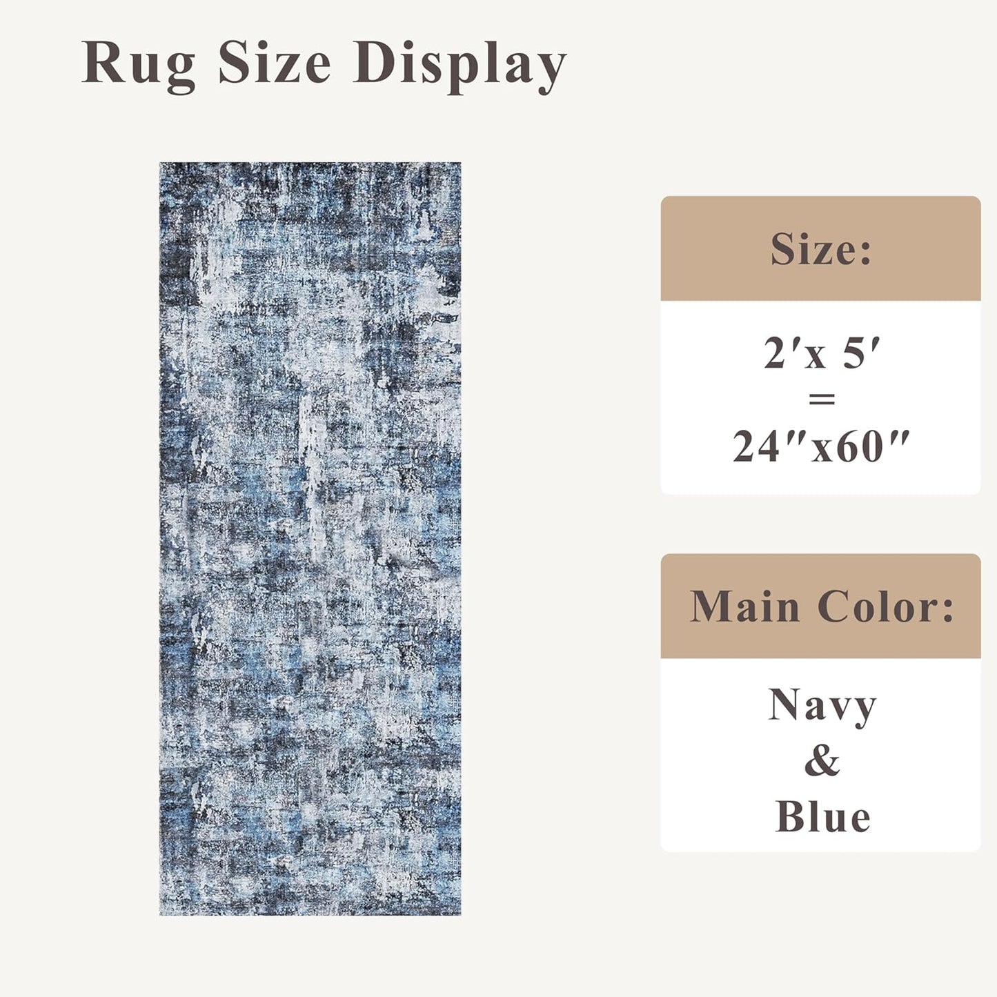 2x3 Washable Non-Slip Area Rug - Soft Low Pile Throw Rug for Kitchen Entryway Bedroom - Modern Indoor Door Mat with Rubber Backing (Beige Grey) - Colors B