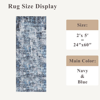 2x3 Washable Non-Slip Area Rug - Soft Low Pile Throw Rug for Kitchen Entryway Bedroom - Modern Indoor Door Mat with Rubber Backing (Beige Grey) - Colors B
