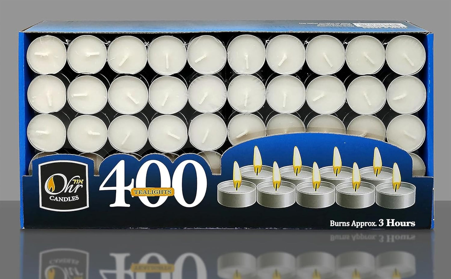Ohr Tea Light Candles - 200 Bulk Pack - White Unscented Travel, Centerpiece, Decorative Candle - 3 Hour Burn Time