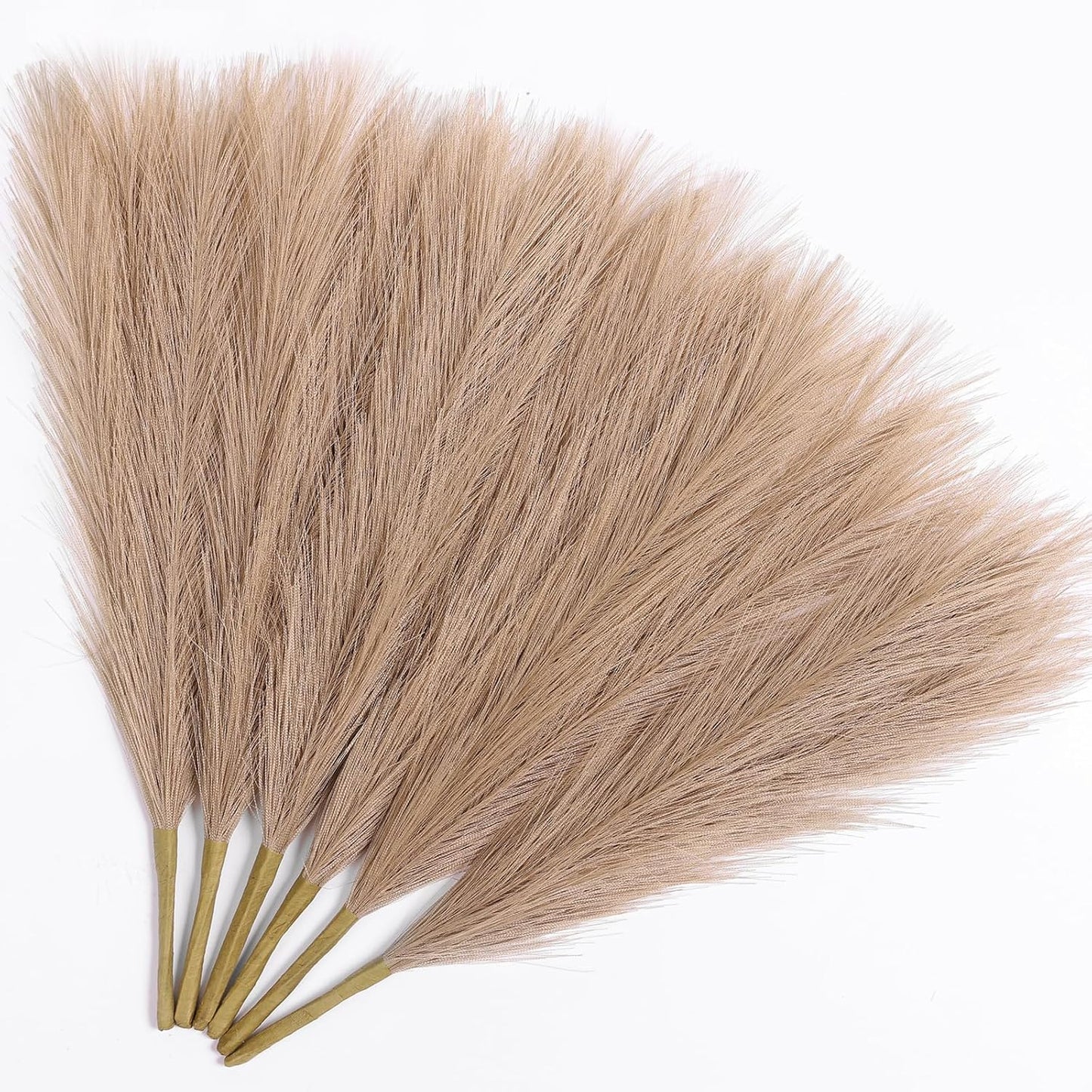 UREYMX Faux Pampas Grass Decor 17.7 Inch 6pcs, Artificial Pampas Grass Fluffy Home Decor, Short Vase Room Decor pompous Grass Flower Arrangement for Boho Home Wedding Decoration (Black)