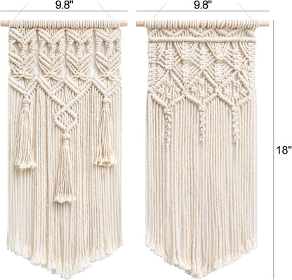 Mkono 2 Pcs Macrame Woven Wall Hanging Boho Chic Geometric Art Decor - Beautiful Bedroom Nursery Apartment Home Decoration, Gift for Girls Adults Birthday Christmas, 28" L x 13" W