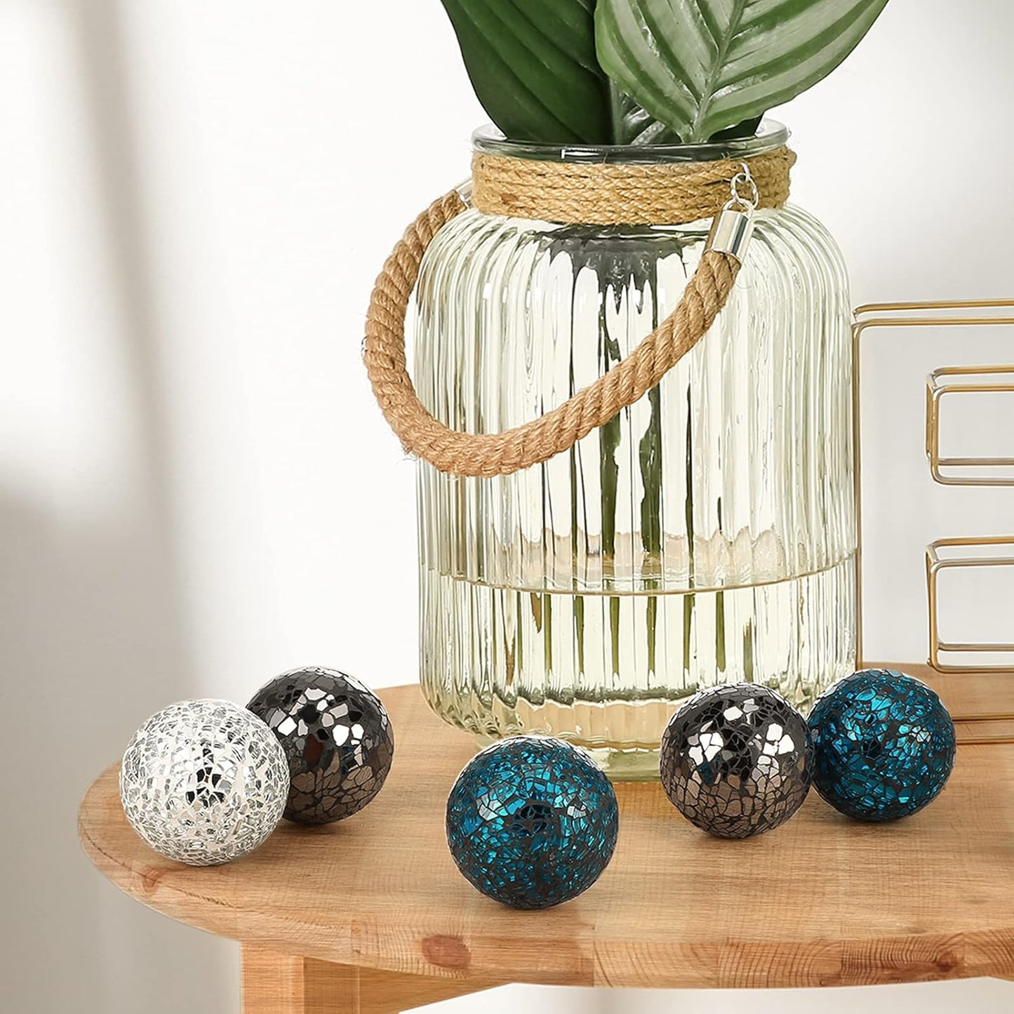 Cunhill 6 Pieces Decorative Balls for Bowls 6.5 cm / 2.5 Inch Orbs Glass Balls for Centerpiece Bowls Mosaic Sphere for Home Decoration Dining Table Christmas Party (White,Red,Reddish Black)