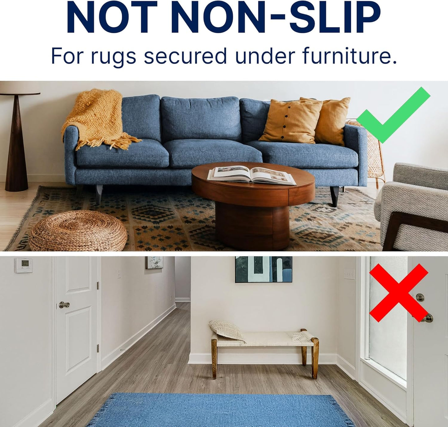 RUGPADUSA - Basics - 8'x10' - 1/4" Thick - 100% Felt - Protective Cushioning Rug Pad - Safe for All Floors and Finishes Including Hardwoods - Colors B