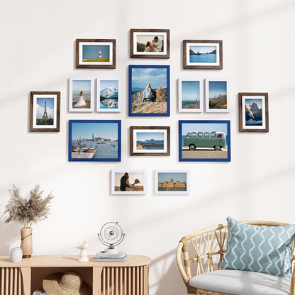Vittanly 15 Pack Picture Frames Collage Wall Decor for Mounting or Tabletop Display, Gallery Frame Set for Family, Multi Sizes Including 3pcs 8x10, 6pcs 5x7, 6pcs 4x6, Black