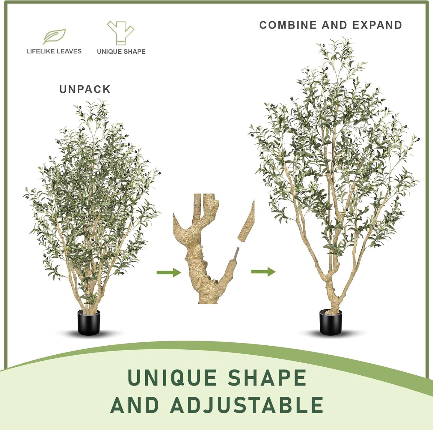 LYERSE Olive Trees Artificial Indoor - Faux Olive Tree 7ft with Olive Branches and Lifelike Fruits - Fake Olive Tree 7 Feet for Modern Home Office House Living Room Decor Indoor