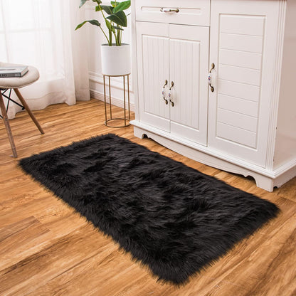 EasyJoy Ultra Soft Fluffy/Fuzzy Shaggy Area Rug Faux Fur Chair Cover Seat Pad for Bedroom Floor Sofa Living Room (2 x 6 ft Sheepskin, Beige)