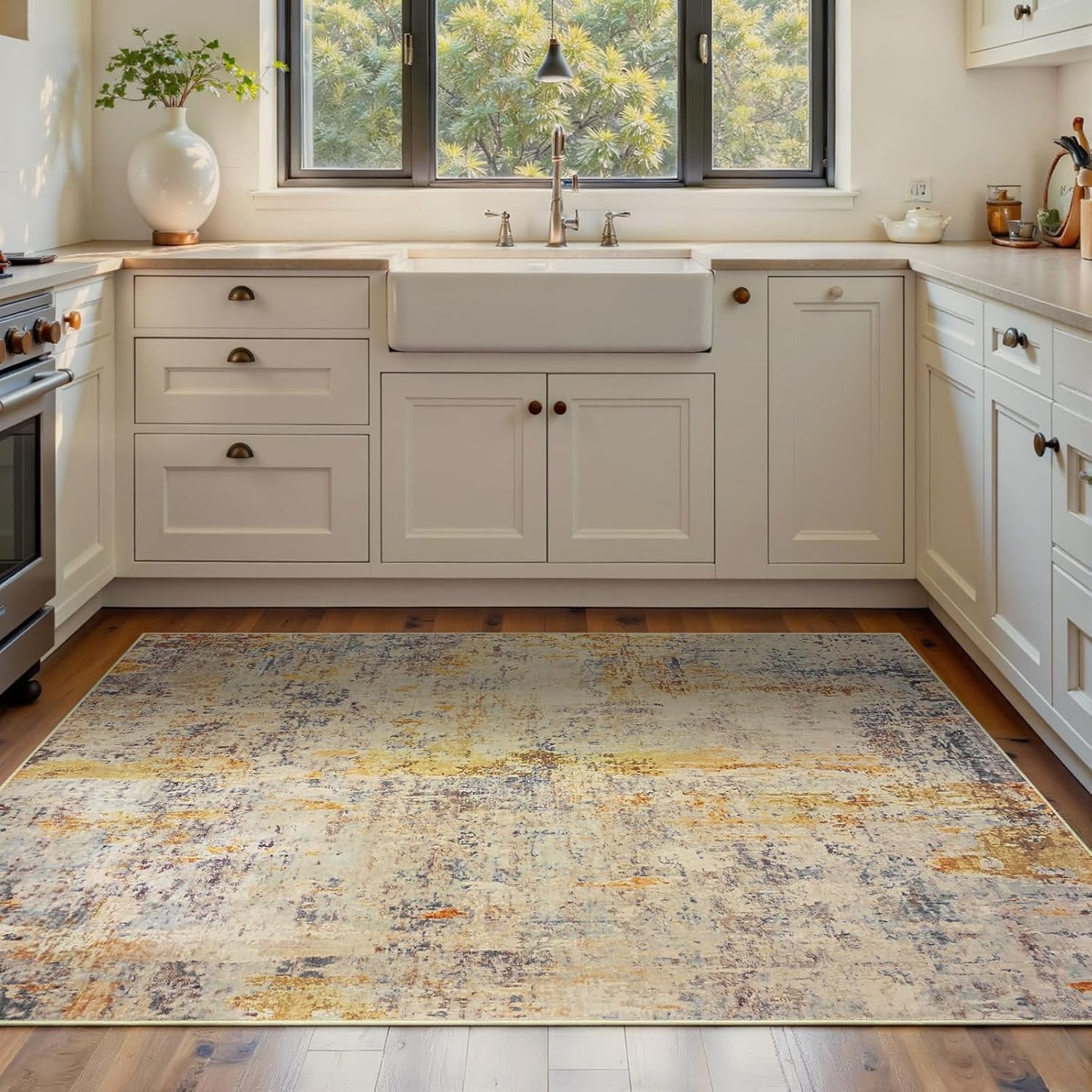Ompaa 2x6 Rug Runners for Hallways Kitchen Runner Rug Non Slip Washable Grey Long Runner Rugs with Rubber Backing Soft Abstract Carpet Runner for Hallways, Kitchen, Bedroom, Bathroom, Entryway - Colors B