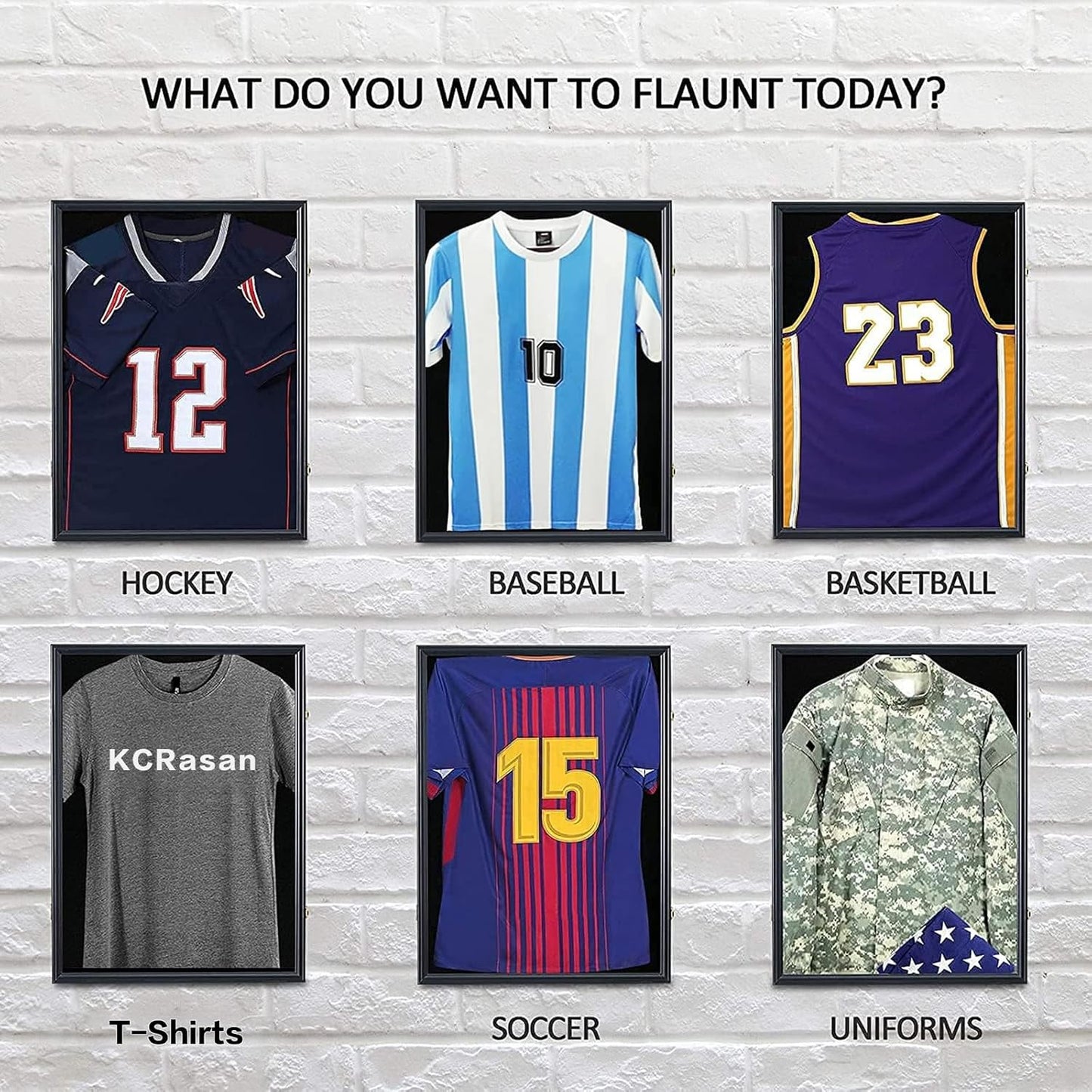 KCRasan Jersey Display Frame Case - Large Lockable Frames Shadow Box with UV Protection for Baseball Basketball Football Soccer Hockey Sport Shirt Matte Black Finish
