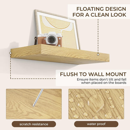 RICHFOCUS 72Inch Floating Shelves for Wall 2 Pack Shelves for Bedroom|Kitchen|Bathroom Wall Mounted Rustic Wood Floating Shelf with Invisible Brackets for Books|Storage|Decor, Rustic Brown