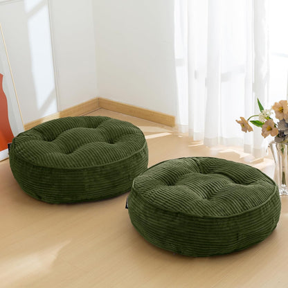 HIGOGOGO 6" Extra Thick Floor Pillow Cushion for Adults, Meditation Cushion Pillow, Large Square Floor Sitting, Tufted Corduroy Cover, for Tatami Living Room or Yoga, 22x22 Inch, 2Pack, Dark Grey