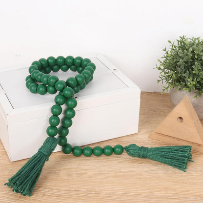 RAMIRABI Wood Beads Garland with Tassels Farmhouse Rustic Prayer Boho Beads for Boho Home Decor, Wall Hanging Decoration (Black)