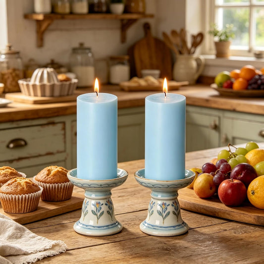 2 Pack 3x6 Inch Sage Green Unscented Pillar Candles - 70 Hour Long Burning Dripless Smokeless Candles for Home Decor Weddings Festivals Spa Meditation