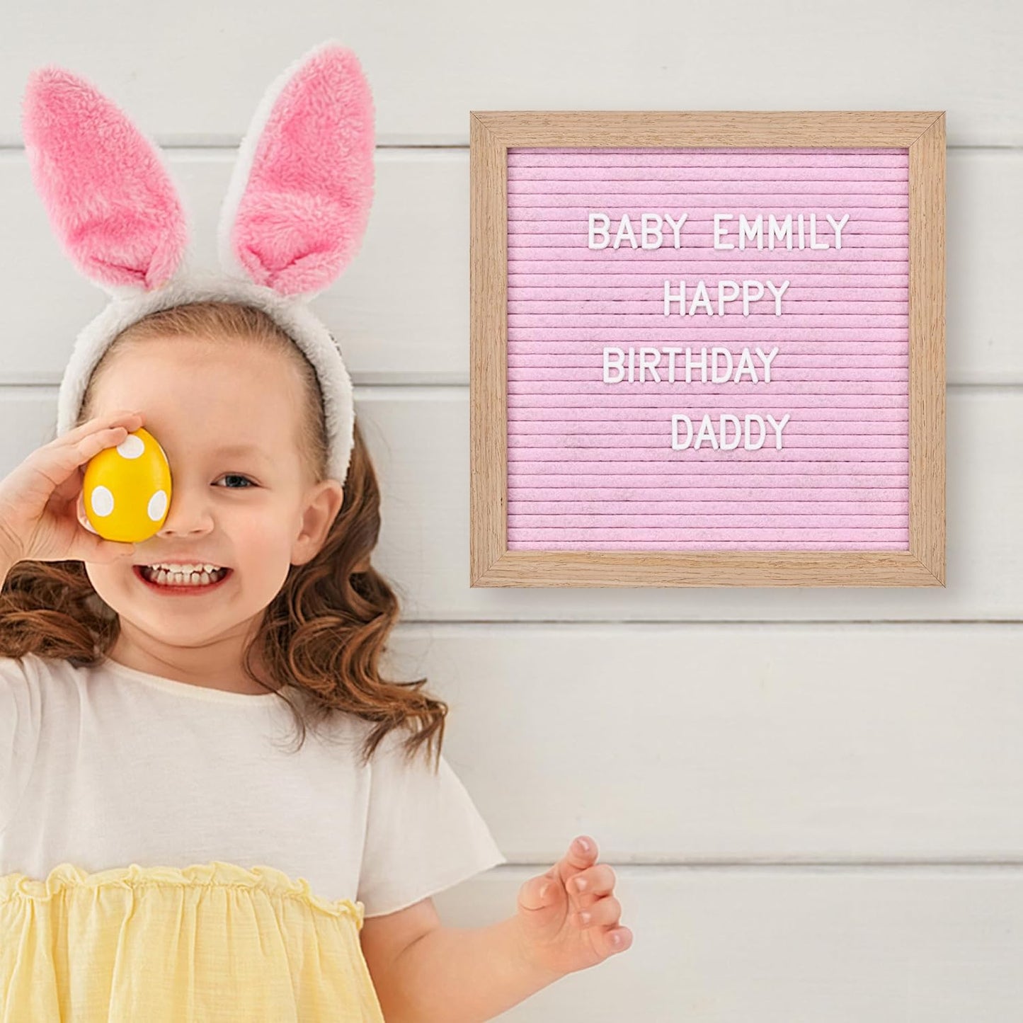 Felt Letter Board with 294 Letters, Numbers & Symbols - 10 x 10 inch Changeable Message Board with Wooden Frame Wall Mount Hook, Black & Wood