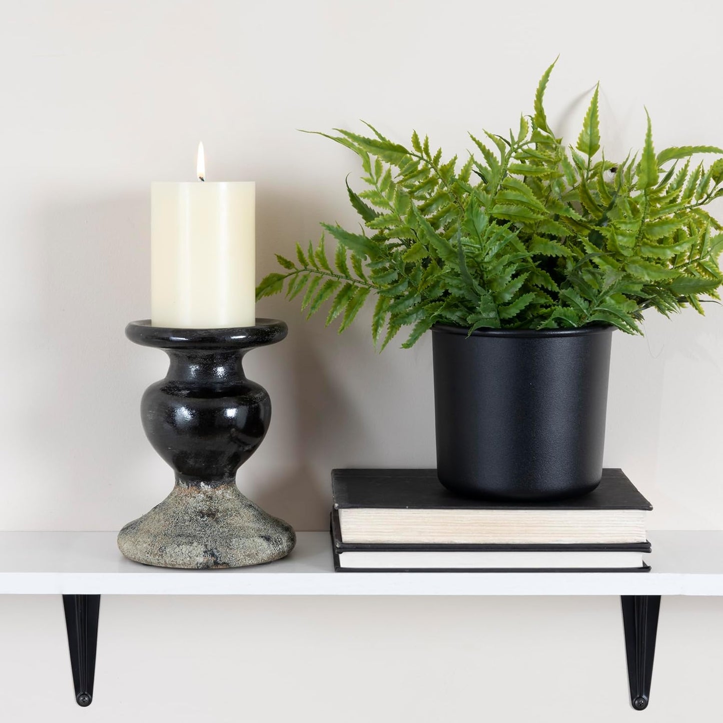 Creative Co-Op Small Distressed Blue Terracotta Pillar Candle Holder