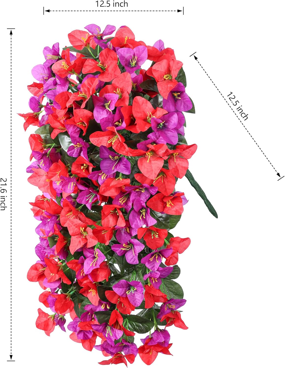 Faux Bougainvillea Artificial Flowers Plants for Outdoor Outside Decoration, 2 PCS Red Fake Flowers UV Resistant Look Real Silk Long Trailing Vines for Front Door Porch Planter Urn Patio Garden Yard