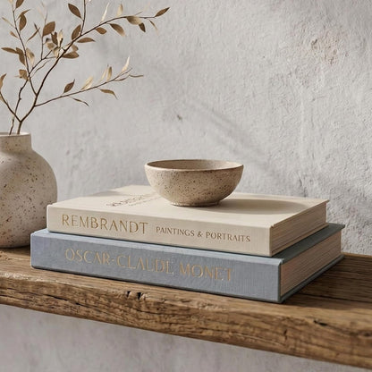 ZICOTO Set of 2 Beautiful Decorative Linen Books - Aesthetic Faux/Fake Books for Modern Home Decoration on Coffee Table, Bookshelf or Mantel - Stylish Keepsake Box and Photo Storage Solution