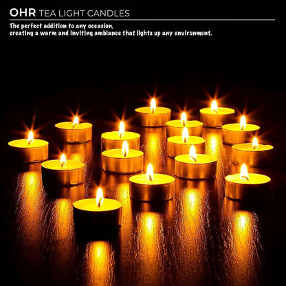 Ohr Tea Light Candles - 200 Bulk Pack - White Unscented Travel, Centerpiece, Decorative Candle - 3 Hour Burn Time