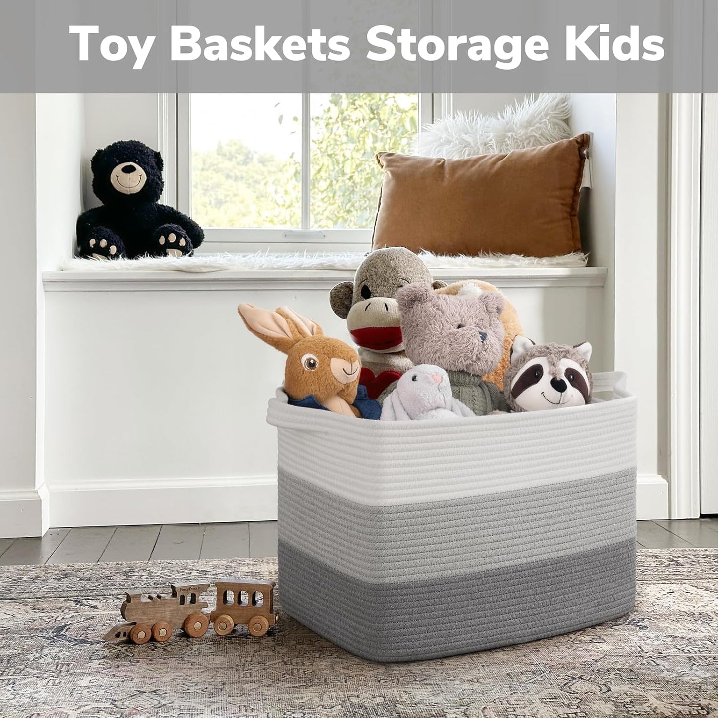 Goodpick Cube Storage Bins - Towel, Book, Cloth, Shoes, Closet Shelf Woven Baskets for Office, Baby Laundry, Toys, 13''x10''x9''