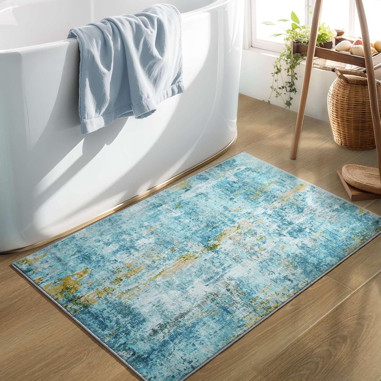 Ompaa 2x6 Rug Runners for Hallways Kitchen Runner Rug Non Slip Washable Grey Long Runner Rugs with Rubber Backing Soft Abstract Carpet Runner for Hallways, Kitchen, Bedroom, Bathroom, Entryway - Colors A