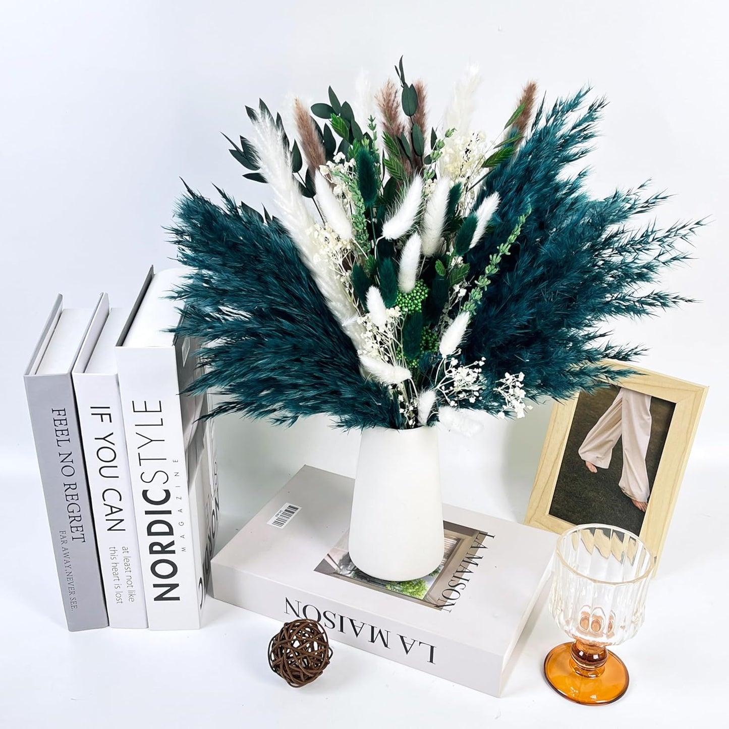 Natural Dried Flower Bouquet - 17" Boho Style Mixed Pampas Grass Ideal for Home Decor, Wedding Decor, Bridal Bouquets, Floral Arrangement, Event Centerpieces, Table Decor