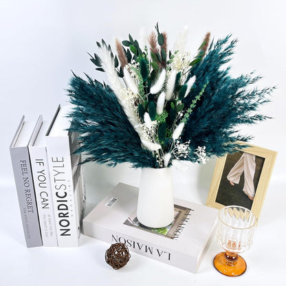 Natural Dried Flower Bouquet - 17" Boho Style Mixed Pampas Grass Ideal for Home Decor, Wedding Decor, Bridal Bouquets, Floral Arrangement, Event Centerpieces, Table Decor