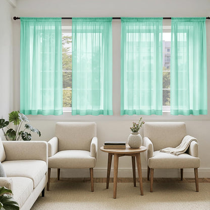 MIULEE White Sheer Curtains 84 Inches Long, 4 Panels Set, Light Filtering Rod Pocket Voile Drapes for Living Room and Bedroom, Airy Soft Fabric Window Treatments, 42 x 84 Inches