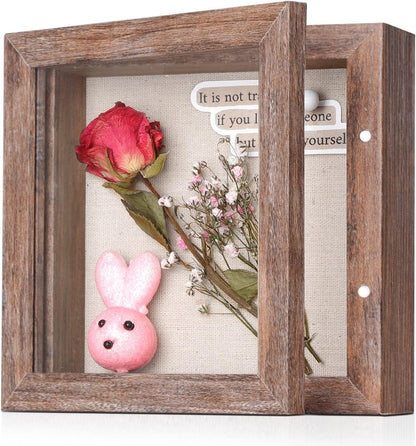Califortree 8x10 Shadow Box Frame with Linen Back - Sturdy Rustic Memory Display Case of Flower, Pictures, Medals and More, White
